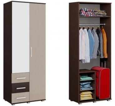 гостиная Белла (БТС1)  шкаф 2 створч. со скалкой (800х2120х436) 76,0кг  ШК 751 Цвет:венге/дуб атланта  