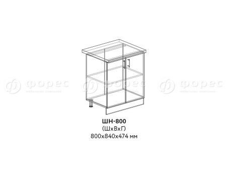  Кухня ТЕХНО (КСЕНИЯ) ШН 800 фасад Ф800 (Ф50) 