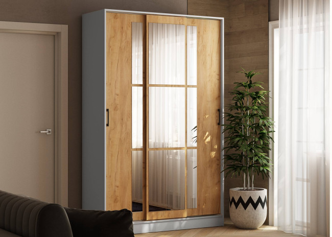 Шкаф-купе Стиль-2 1600 ( 2200х1600х520) белый с тиснением ; белый с тиснением /дуб крафт золотой