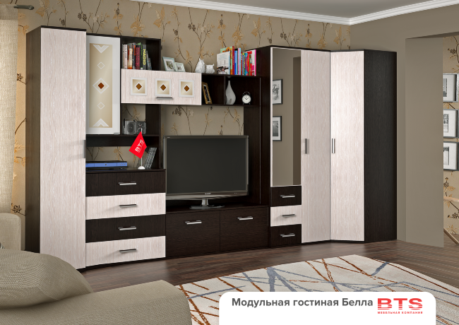 "Белла" пенал (БТС) (400х2120х470) венге/дуб атланта;