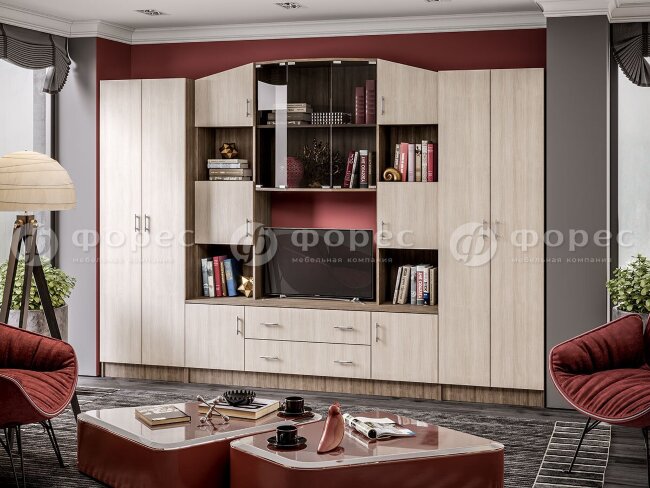 Шкаф с полками ШК301 (600х1908х440) гостиная МАКАРЕНА (стм) Цвет: венге/белфорт;	шимо темн/светл